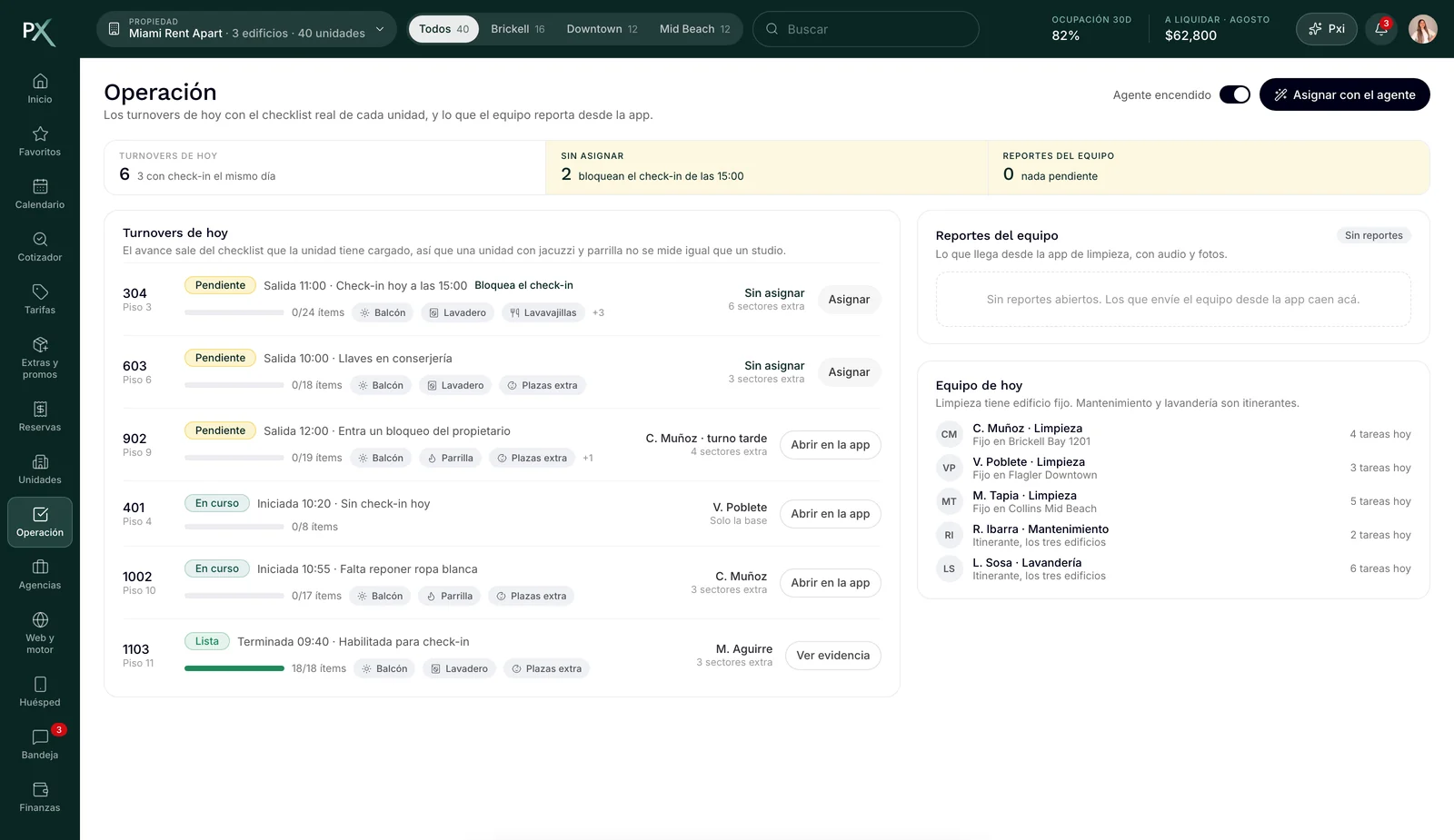 Limpieza y tareas en Pxsol Vacation Rentals
